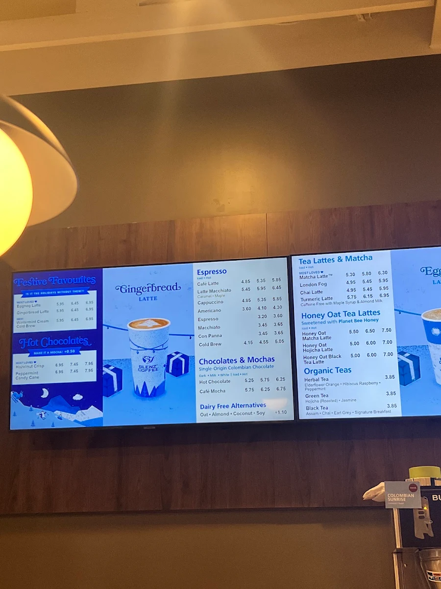 Menu, Blenz Coffee