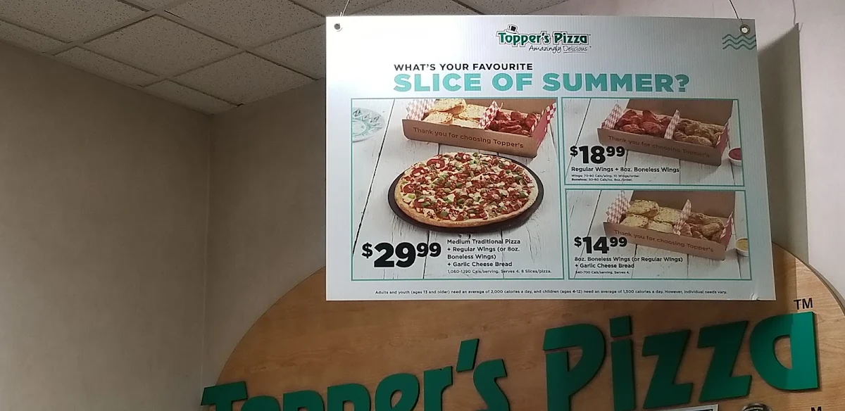 Menu, Topper's Pizza — Newmarket