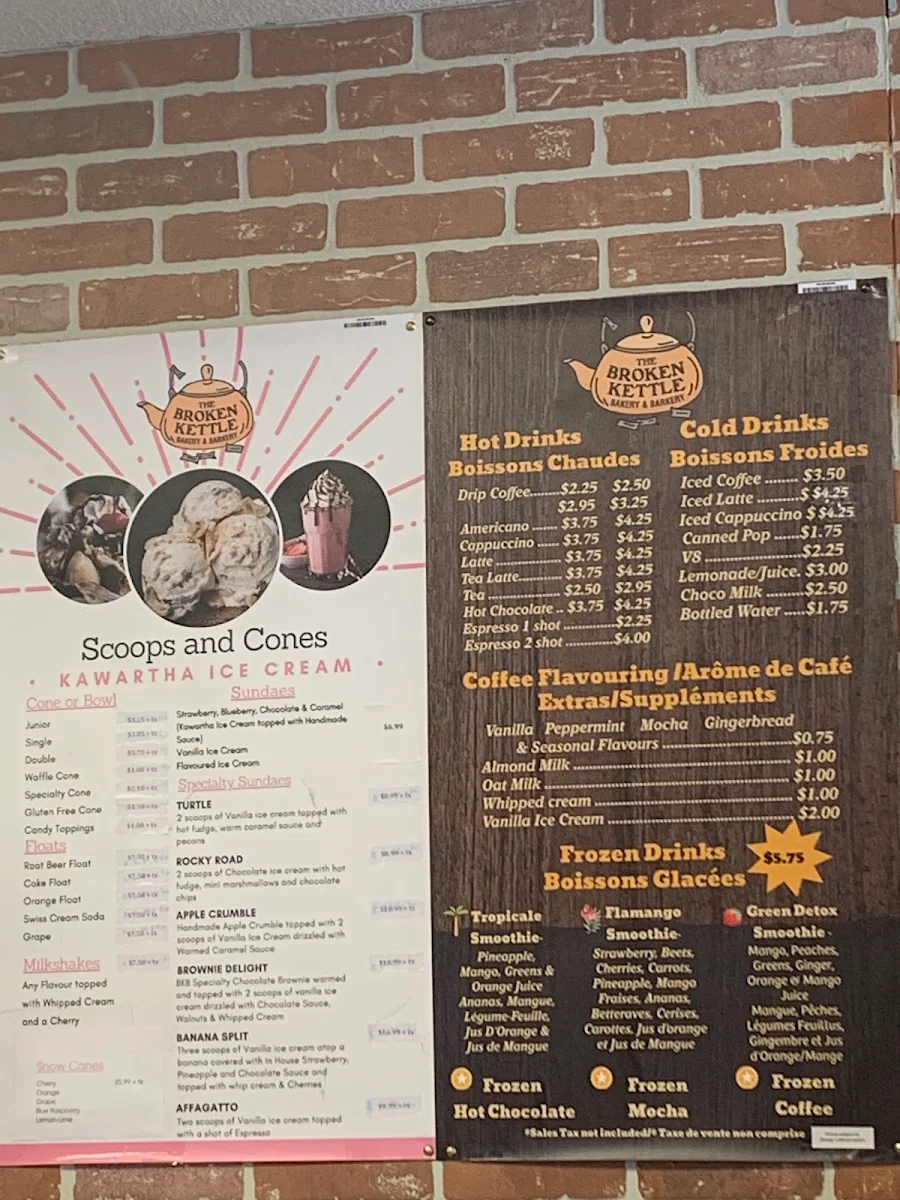 Menu, The Broken Kettle