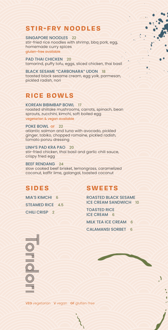 Menu, Toridori