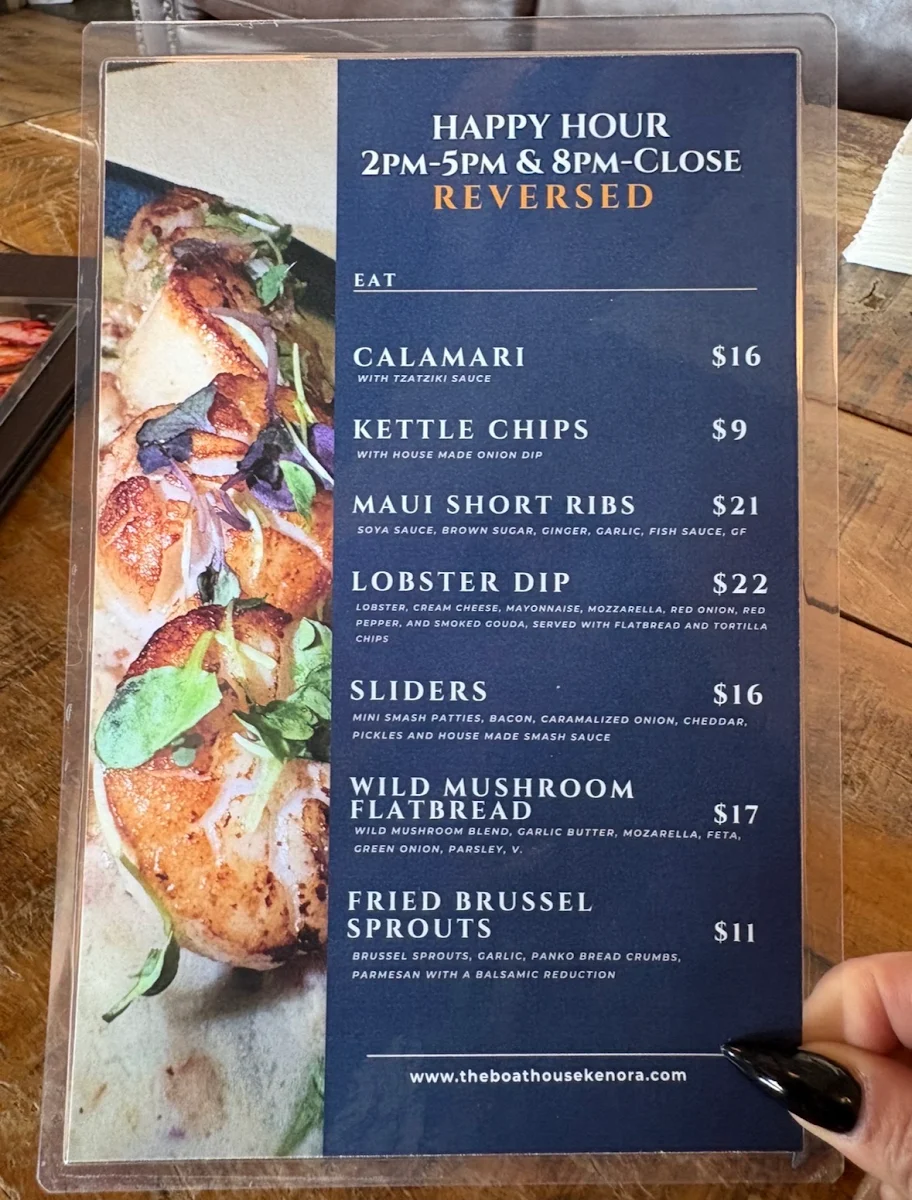 Menu, Boathouse Lakeside Grill