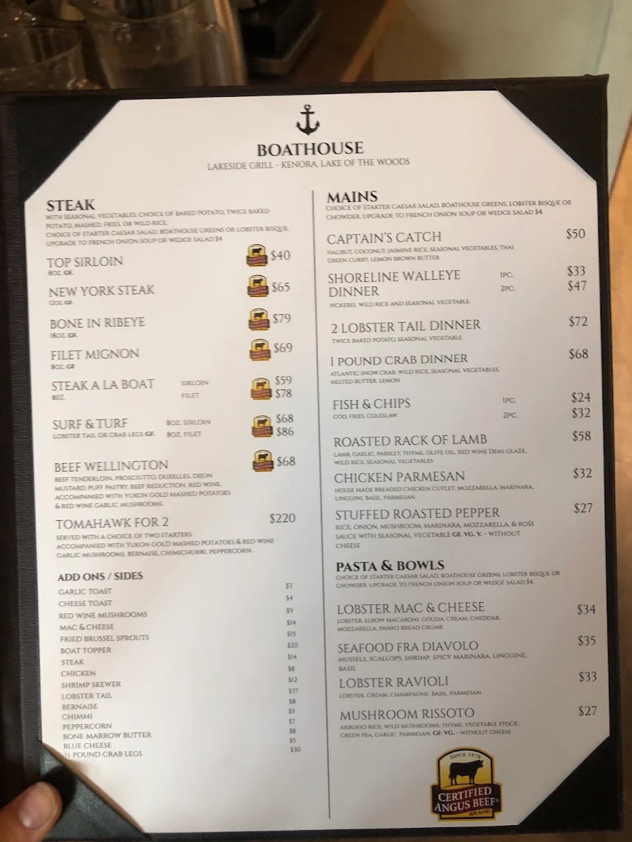 Menu, Boathouse Lakeside Grill
