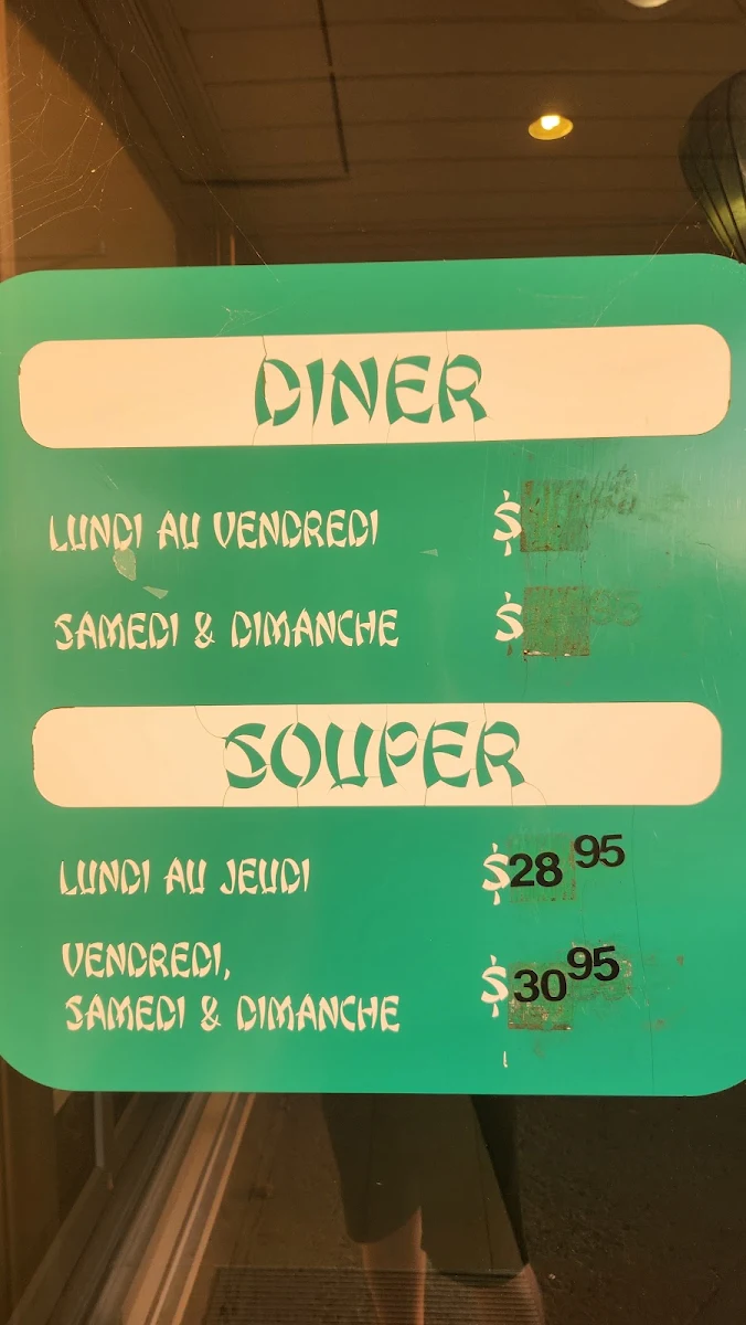 Menu, Buffet Kam Hong
