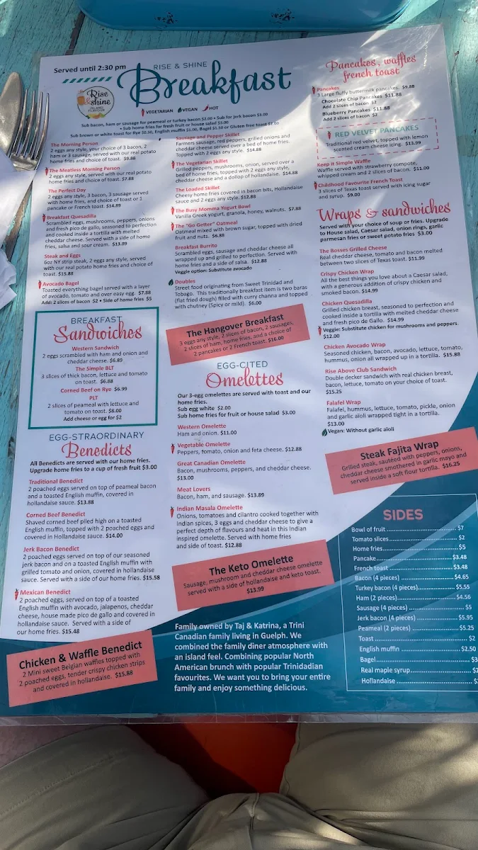 Menu, Shine Family Restaurant