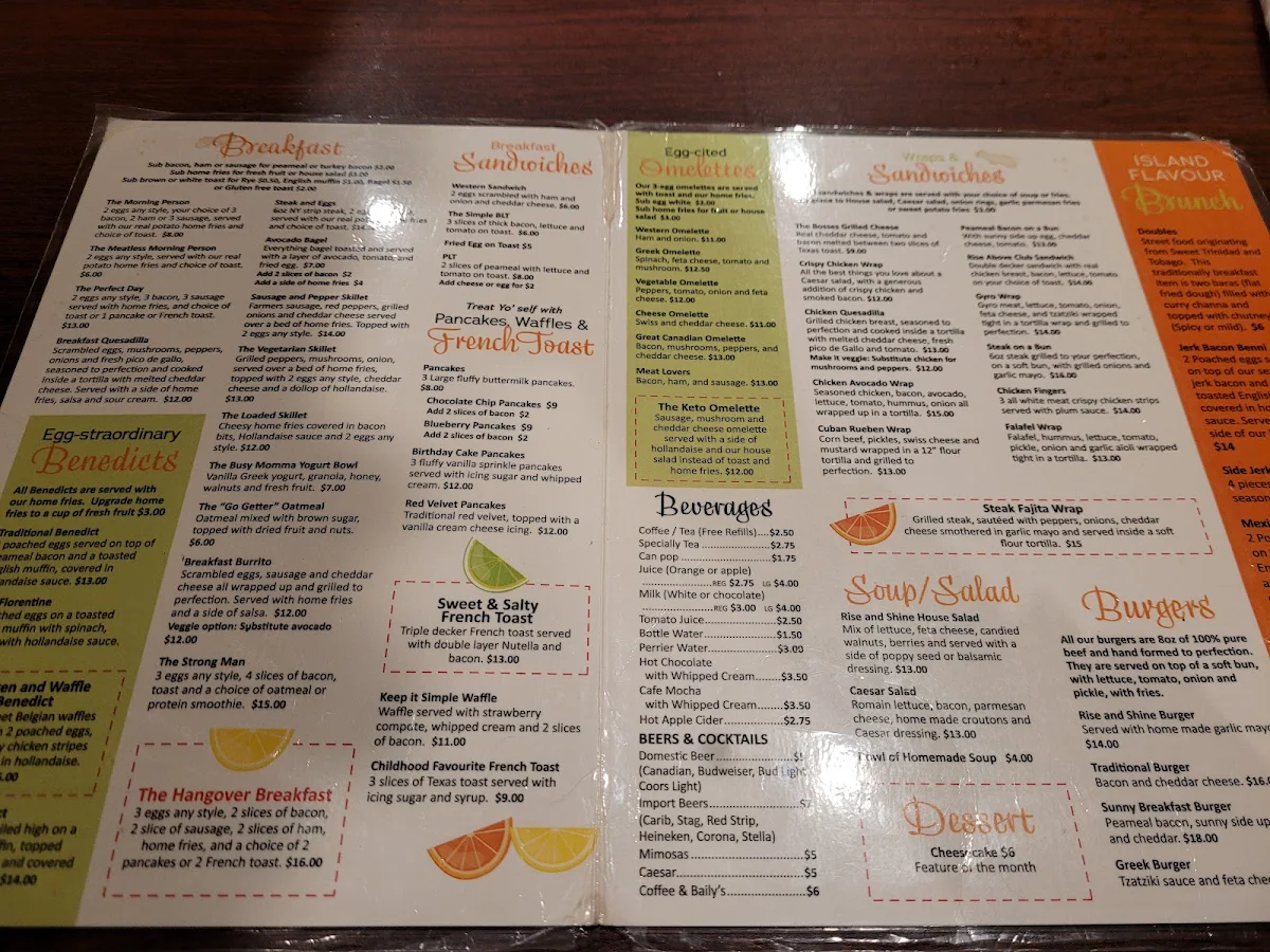 Menu, Shine Family Restaurant