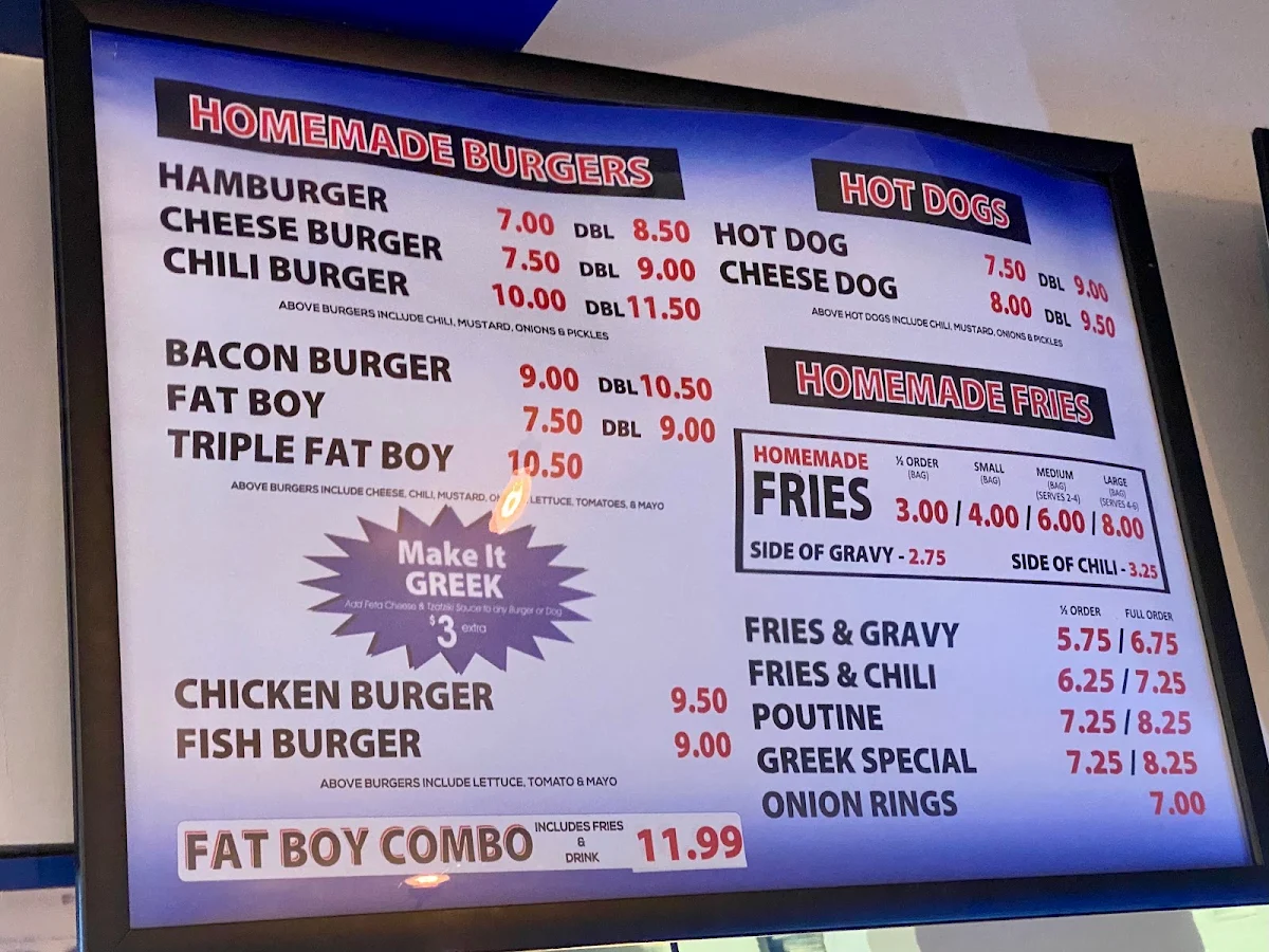 Menu, George's Burgers & Subs