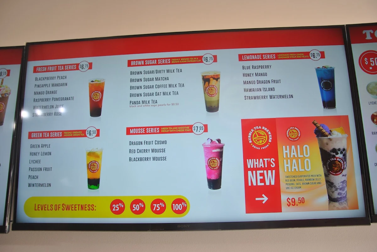 Menu, Bubble Tea Brewers Strathmore