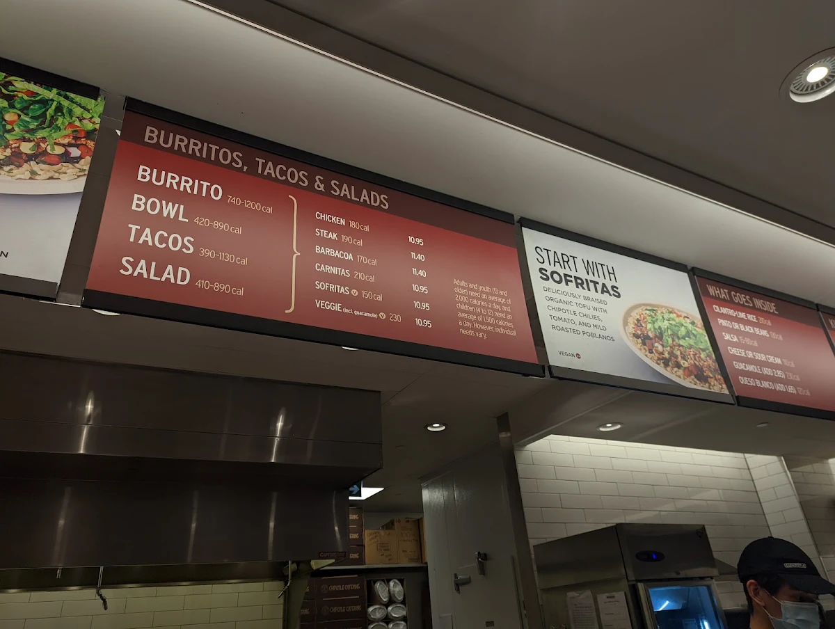 Menu, Chipotle Mexican Grill