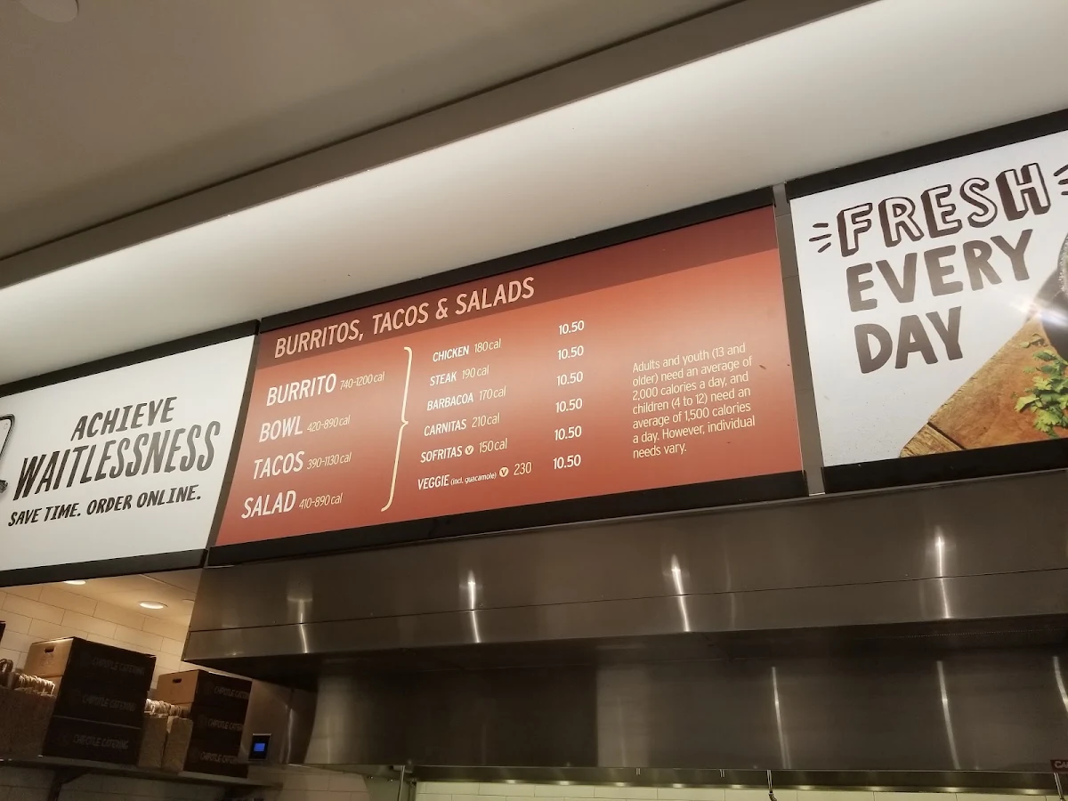 Menu, Chipotle Mexican Grill
