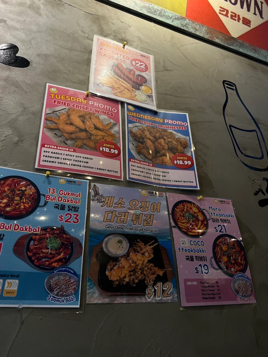 Menu, CountryCoco