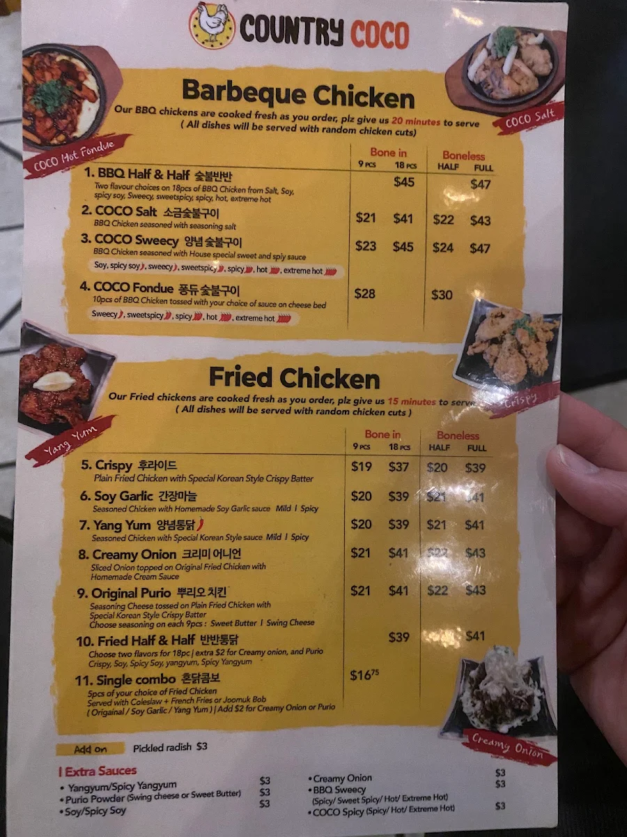 Menu, CountryCoco