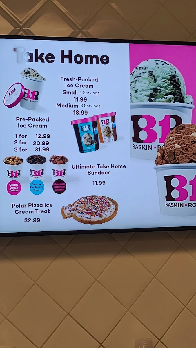 Menu, Baskin-Robbins