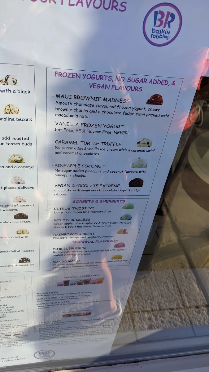 Menu, Baskin-Robbins