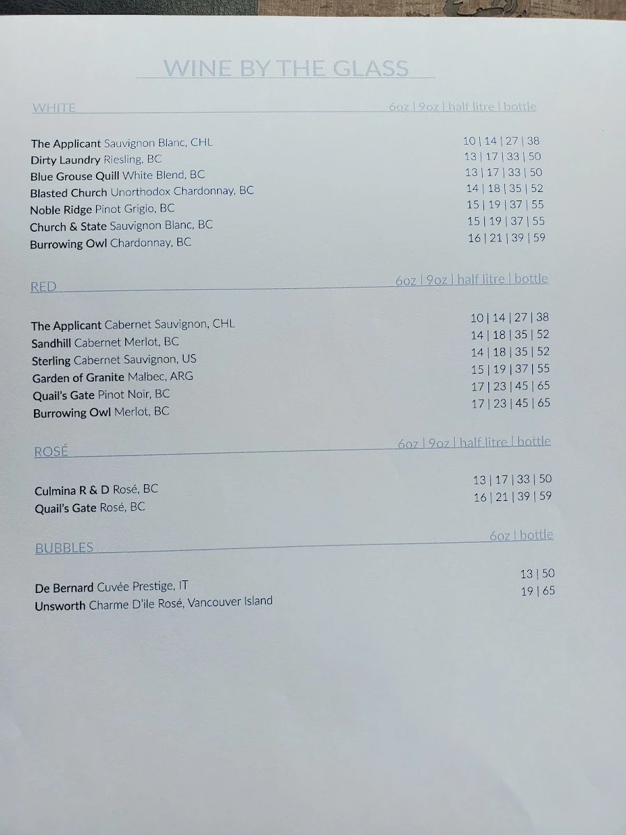 Menu, Blue Crab Seafood House