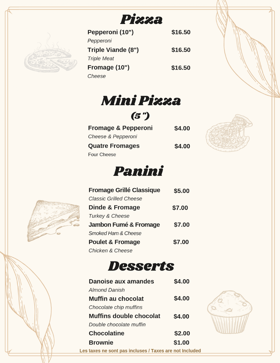 Menu, URBANISTA RESTO BAR