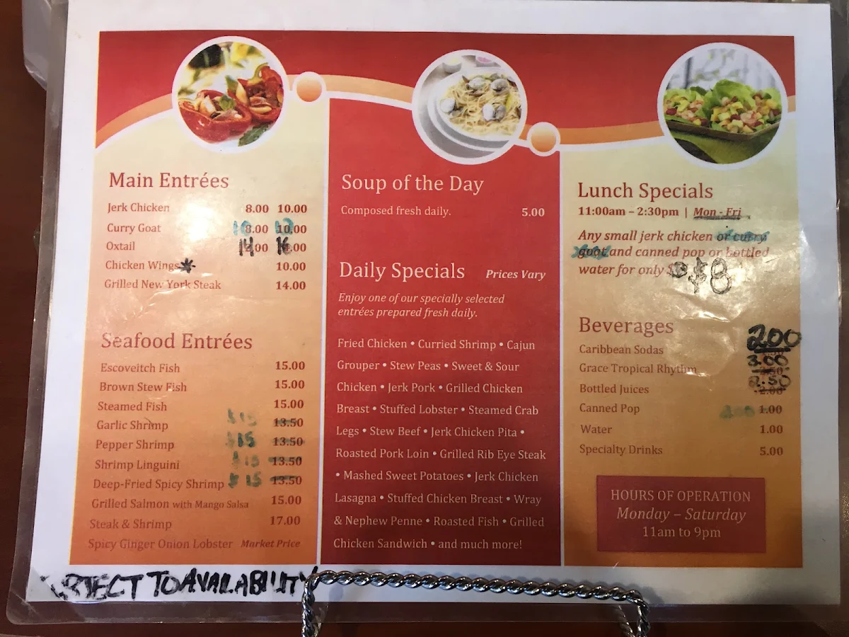 Menu, Fred's Kitchen