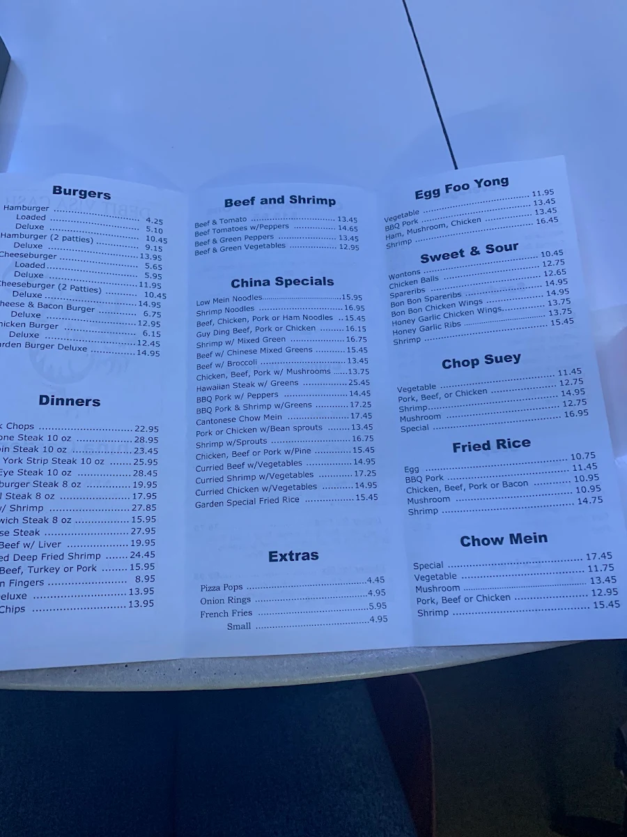 Menu, China Gardens