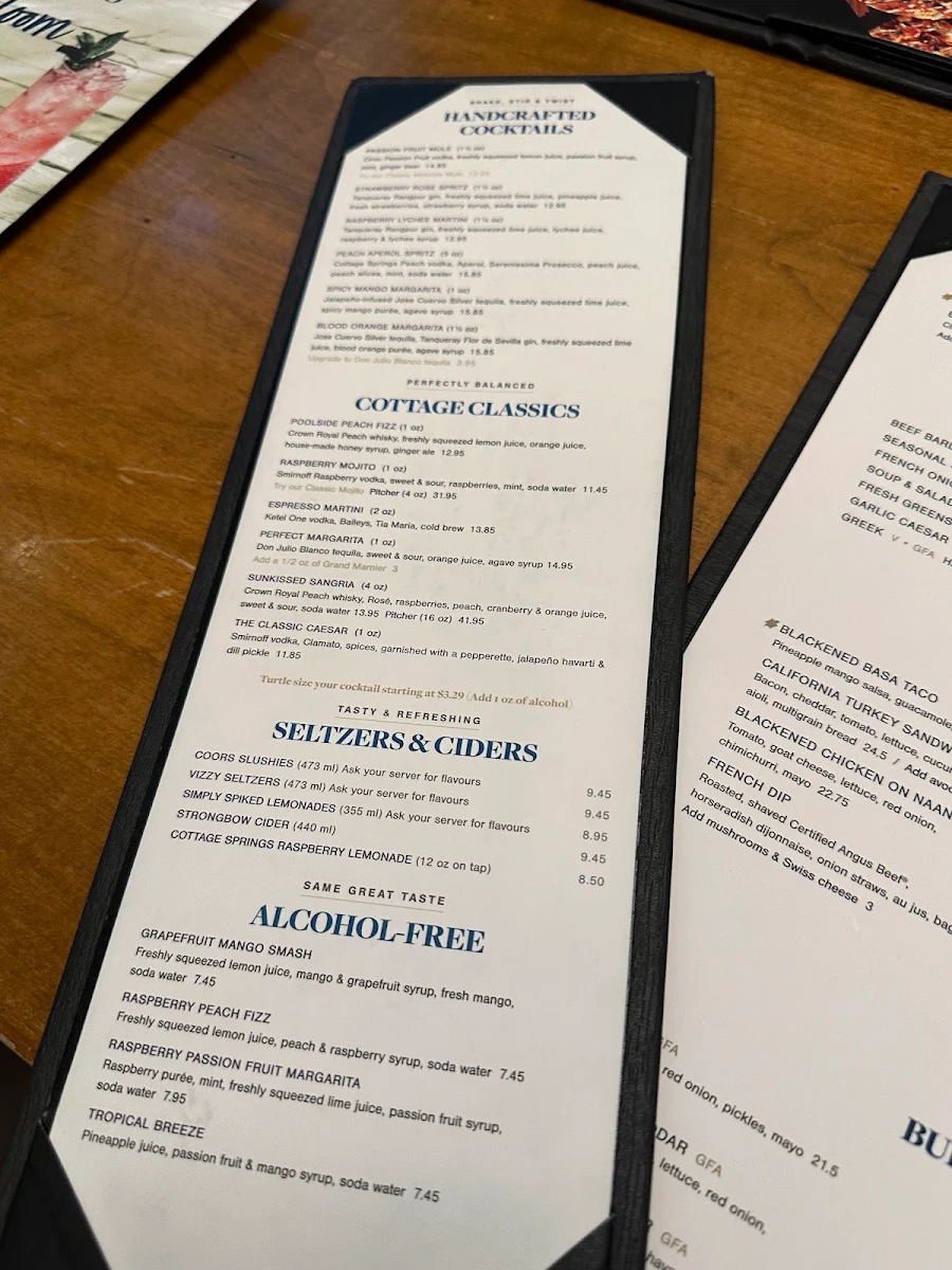 Menu, Turtle Jack's