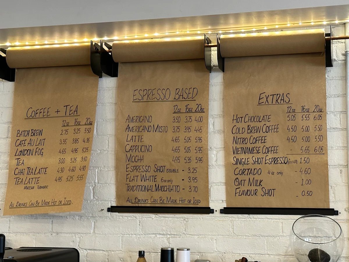 Menu, Commonwealth Coffee
