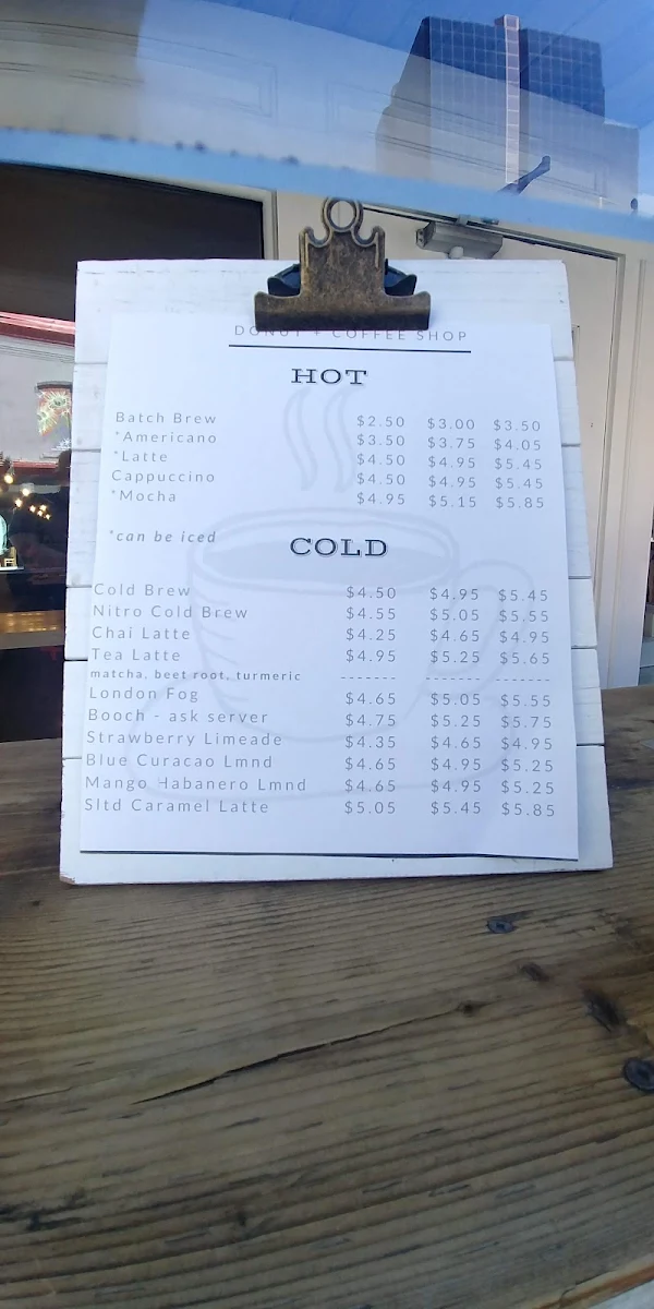 Menu, Commonwealth Coffee