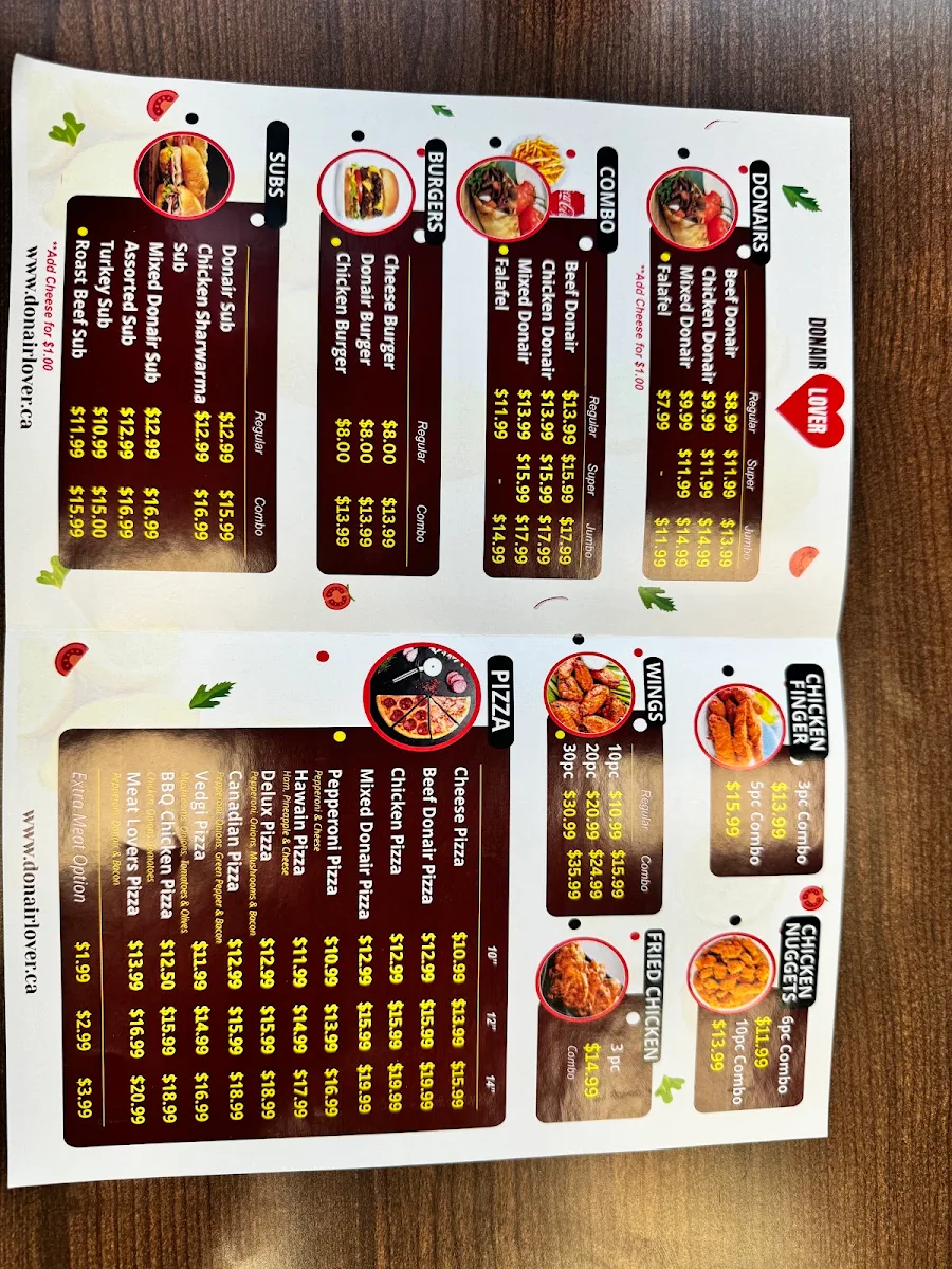 Menu, Donairlover