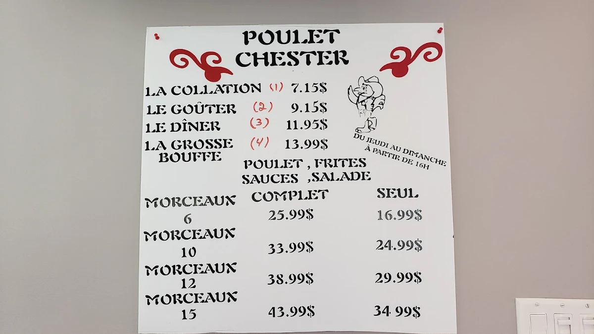 Menu, Cantine Rendez-Vous Ouellet Inc
