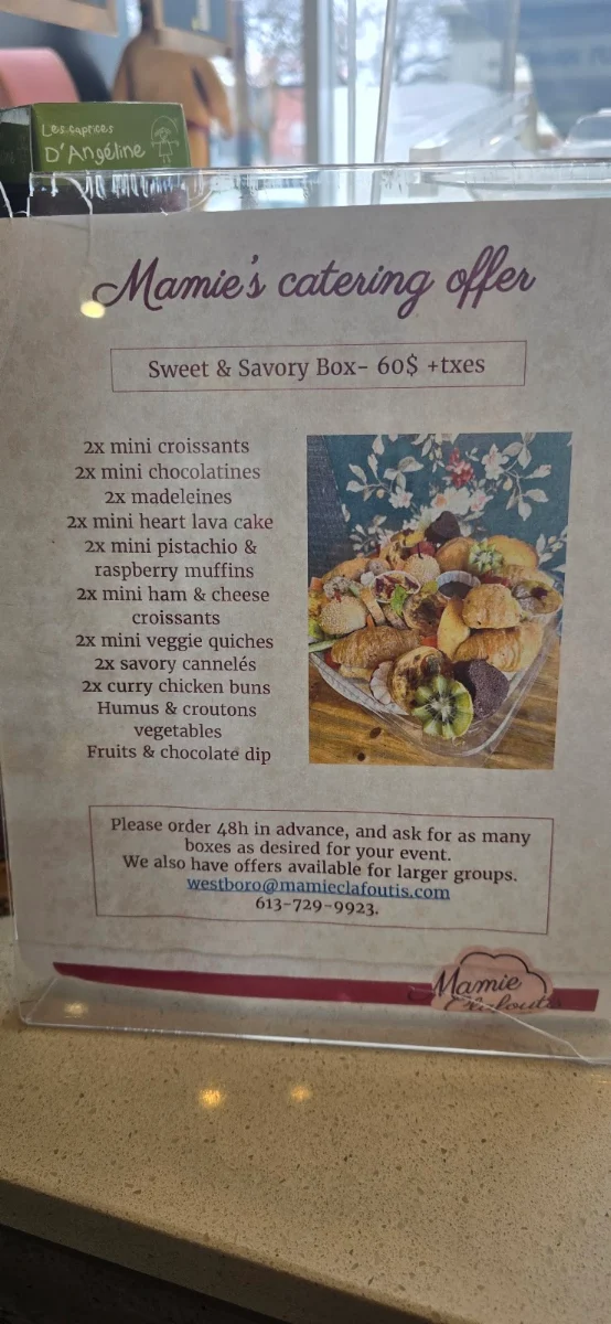 Menu, Mamie Clafoutis Ottawa