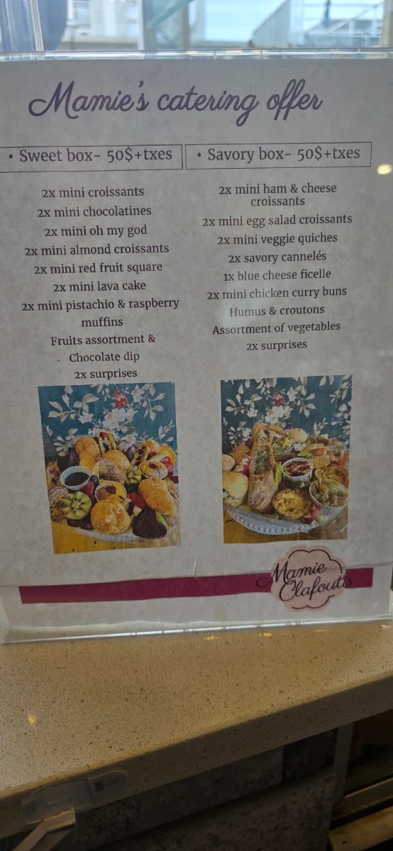 Menu, Mamie Clafoutis Ottawa