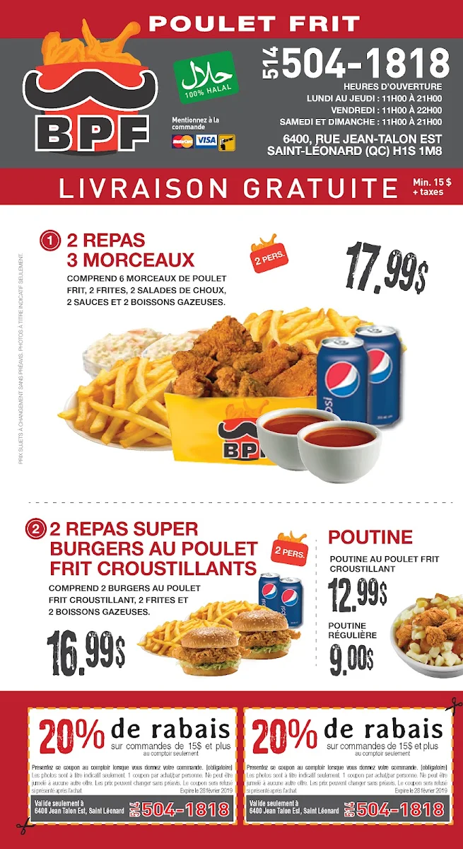 Menu, BPF Poulet Frit