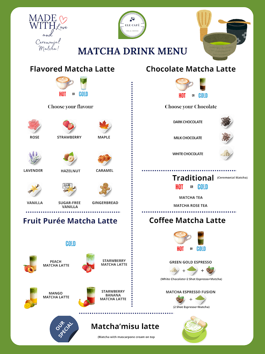 Menu, Ele Cafe ( Tea & Coffee )