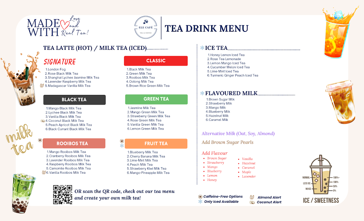 Menu, Ele Cafe ( Tea & Coffee )