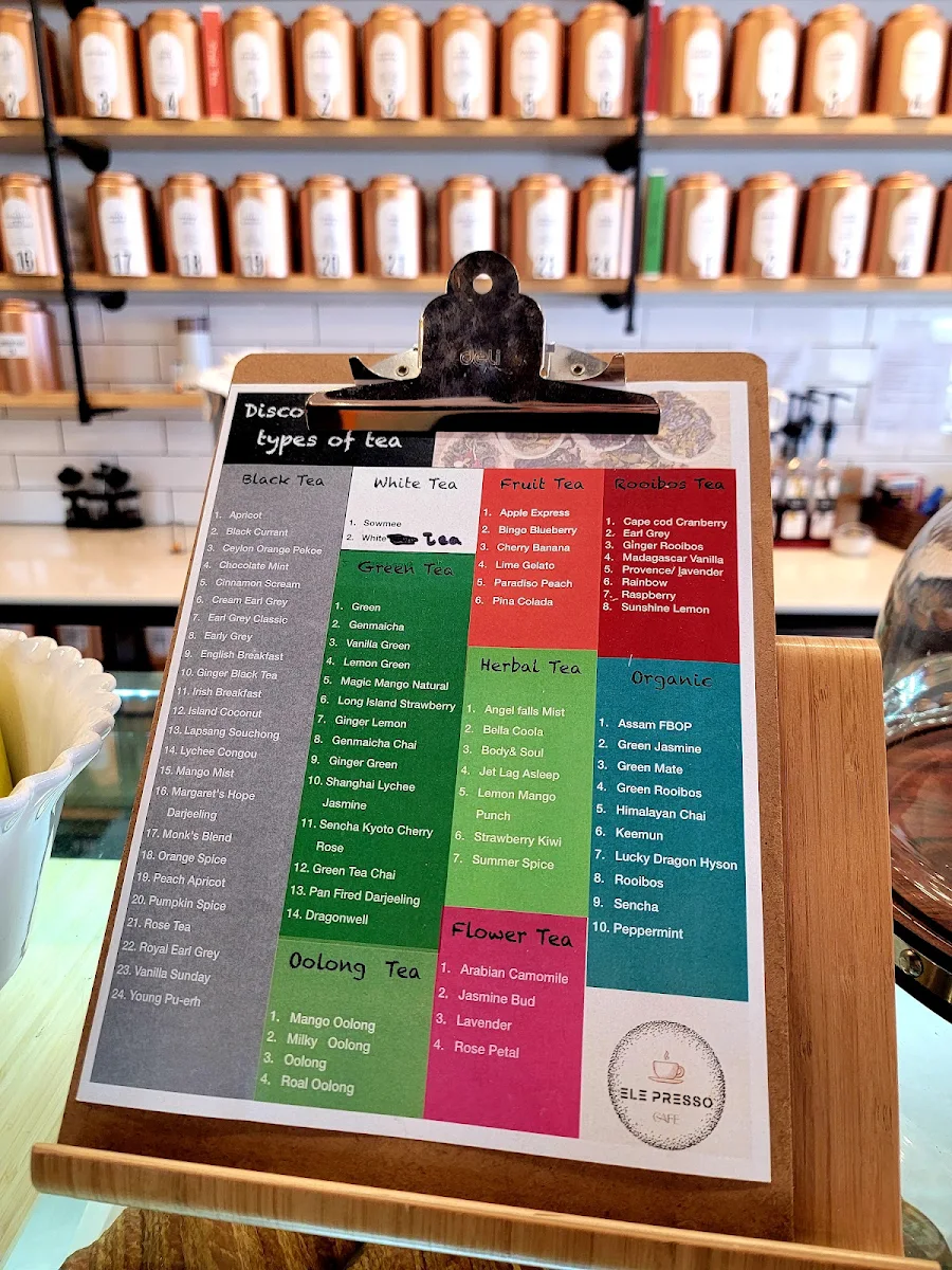 Menu, Ele Cafe ( Tea & Coffee )