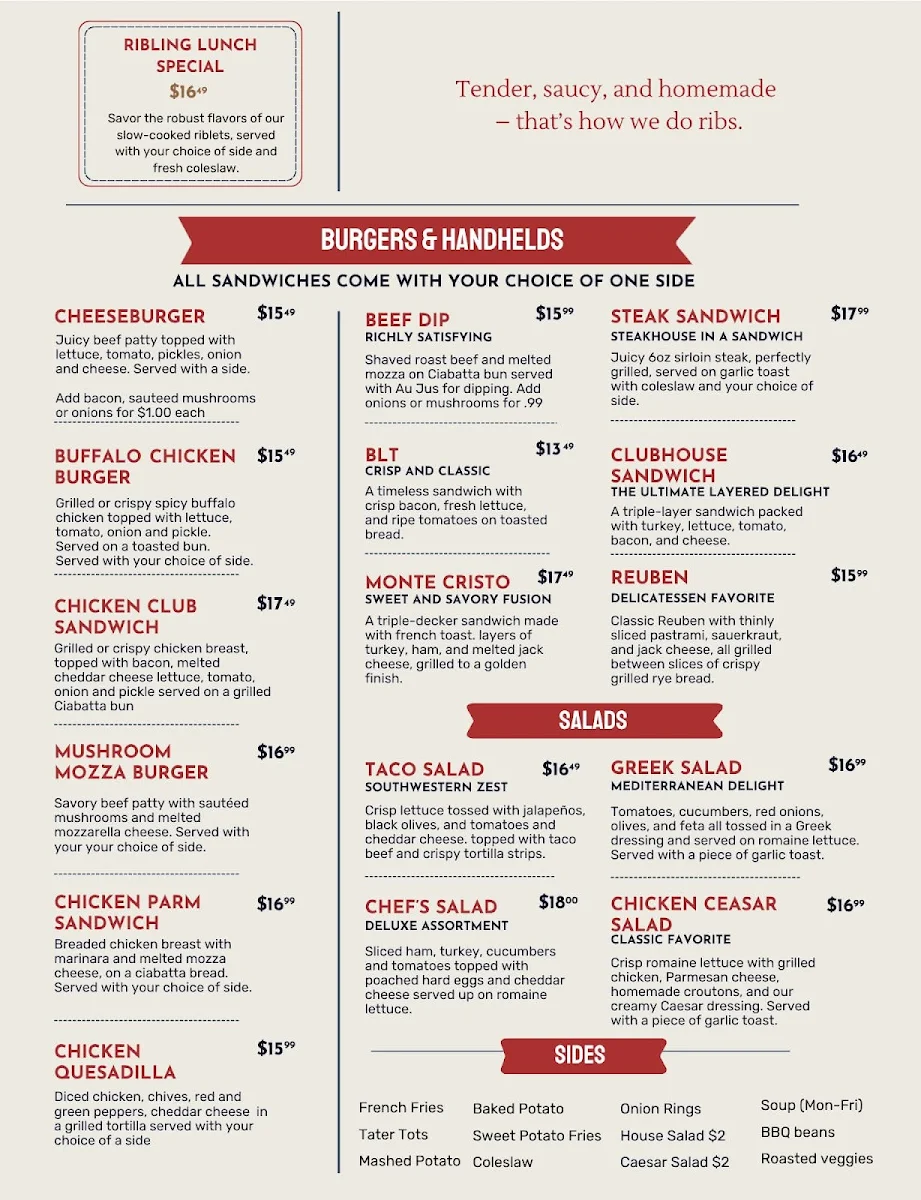 Menu, Albert's