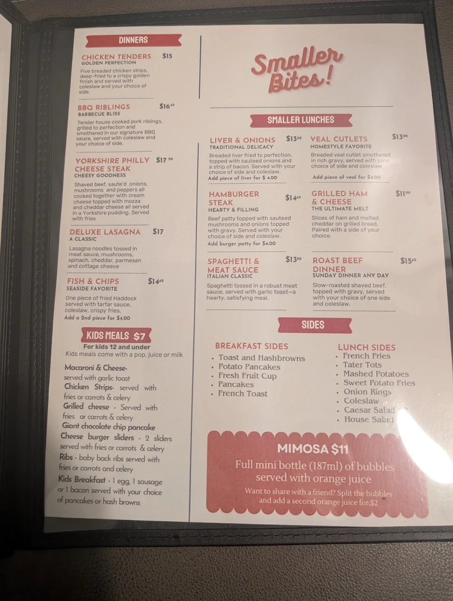 Menu, Albert's