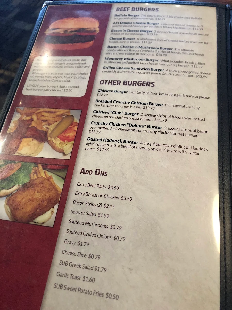 Menu, Albert's