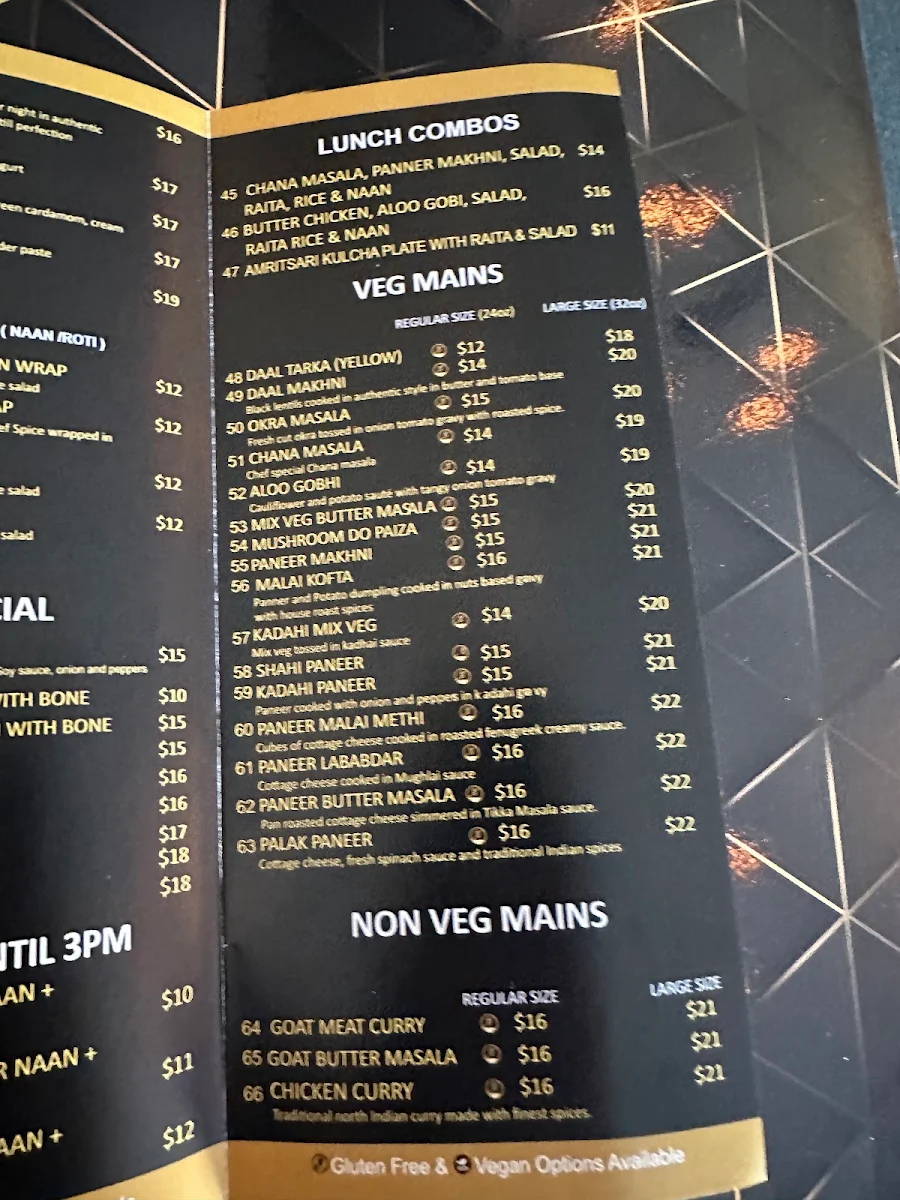 Menu, Chatora Indian Restaurant