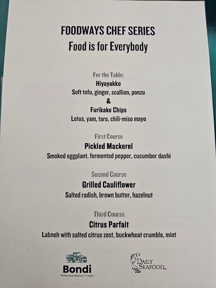 Menu, AGO Bistro