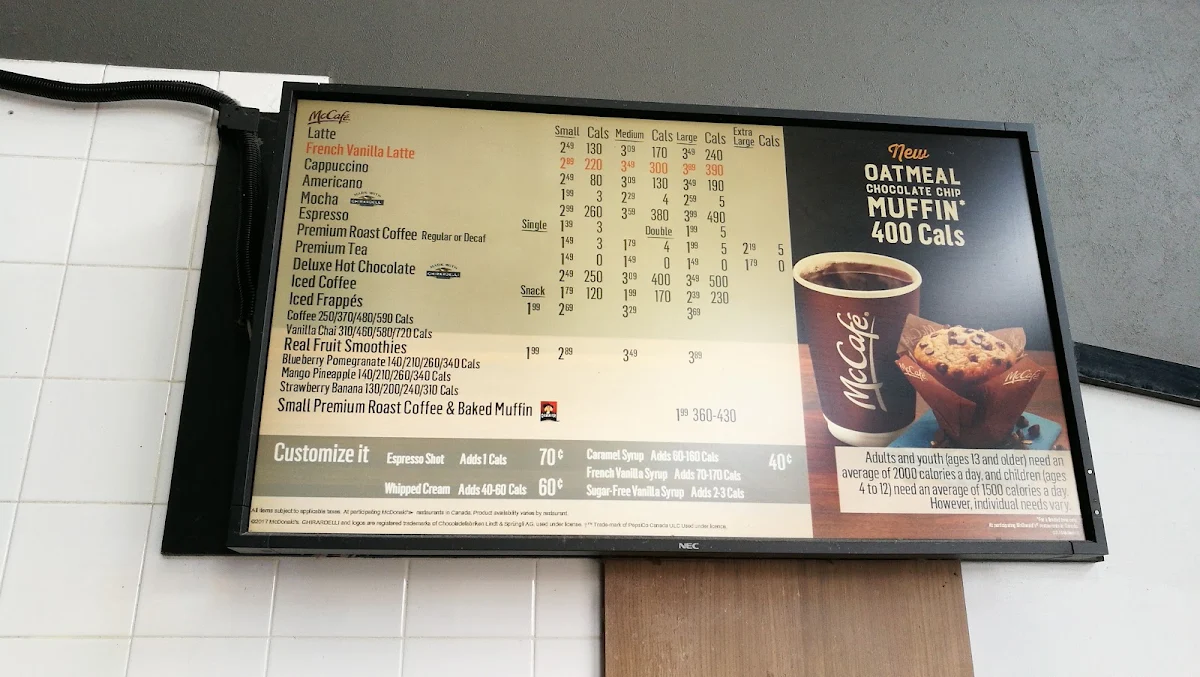 Menu, McDonald's