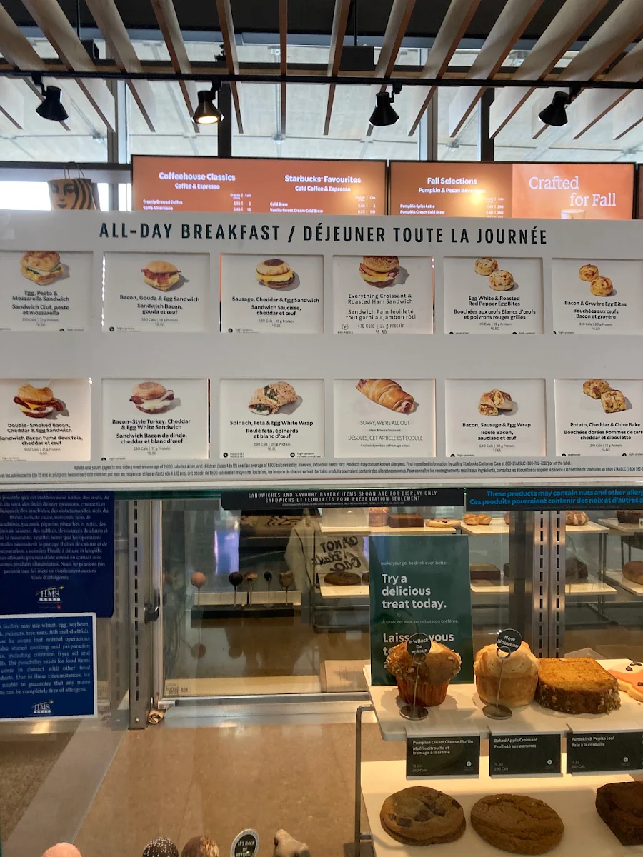 Menu, Starbucks Coffee Company