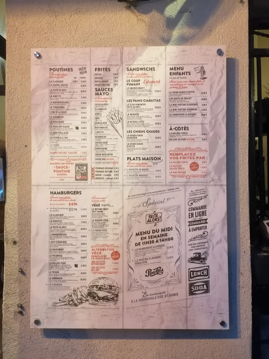 Menu, Frite Alors!