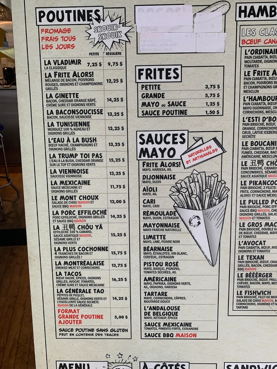 Menu, Frite Alors!
