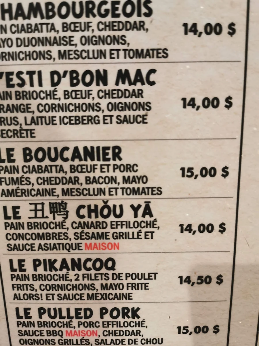 Menu, Frite Alors!