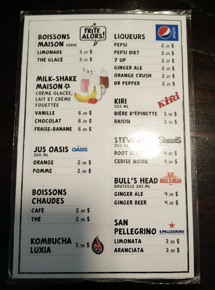 Menu, Frite Alors!