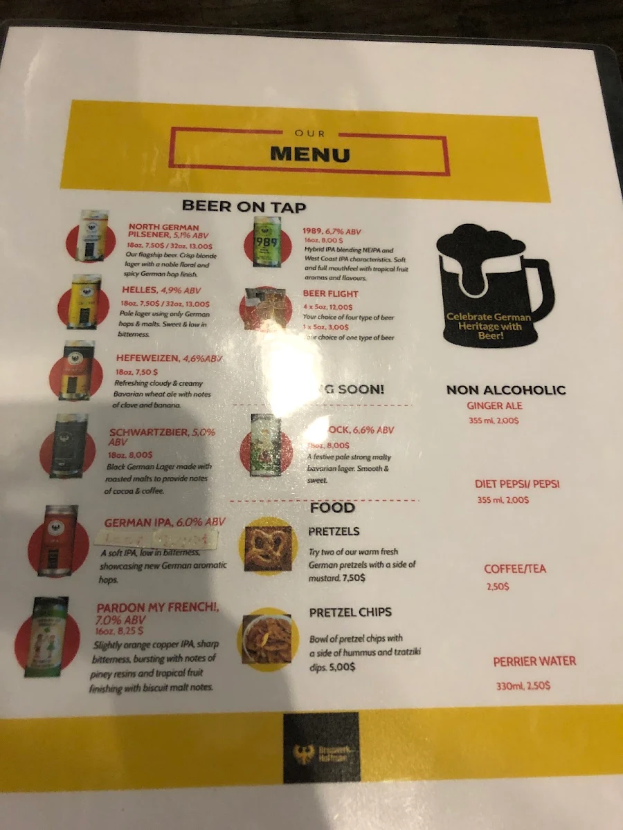 Menu, Brauwerk Hoffman Rockland
