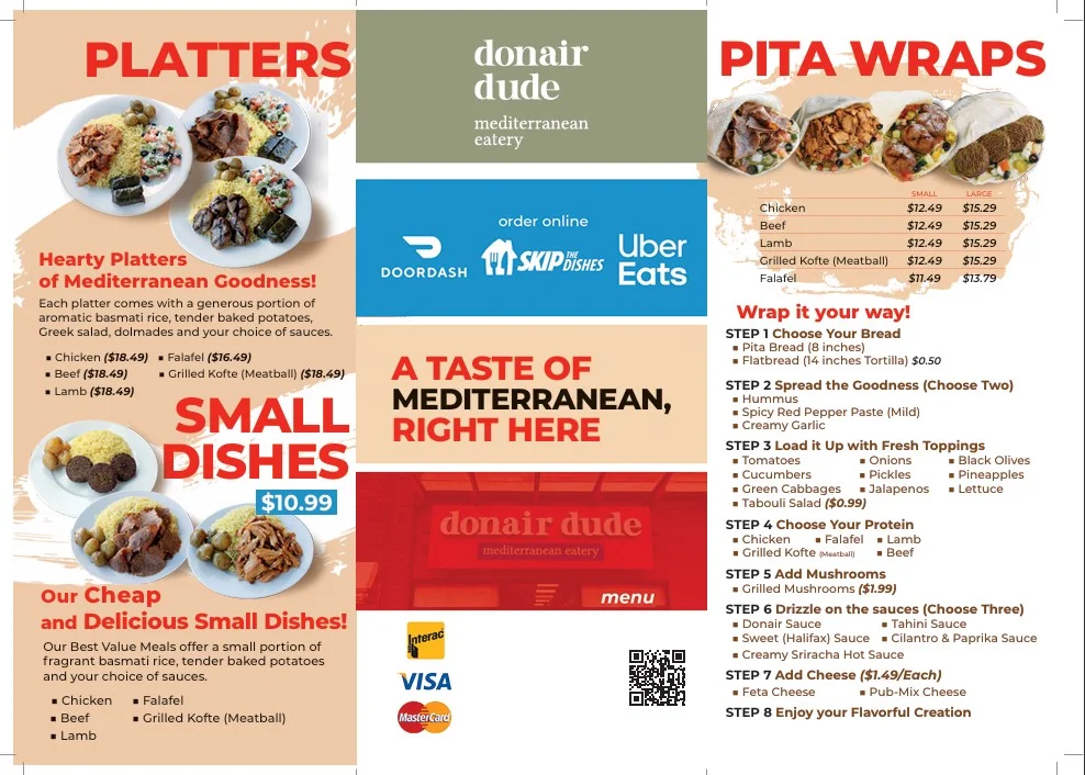 Menu, Donair Dude Sea Island