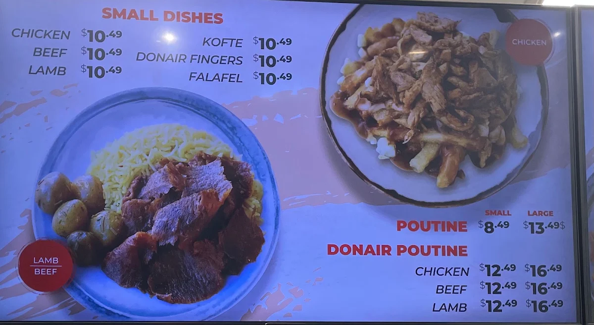 Menu, Donair Dude Sea Island
