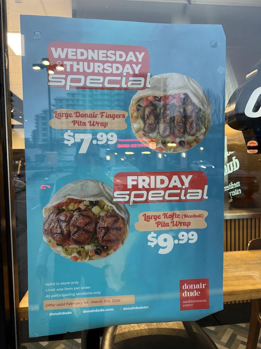 Menu, Donair Dude Sea Island