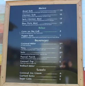 Menu, D's Modern Caribbean Cuisine