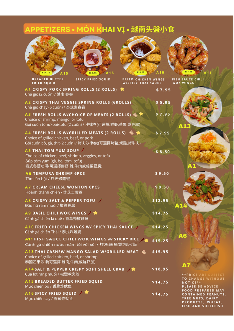 Menu, MS PHO Saigon (Scarborough)