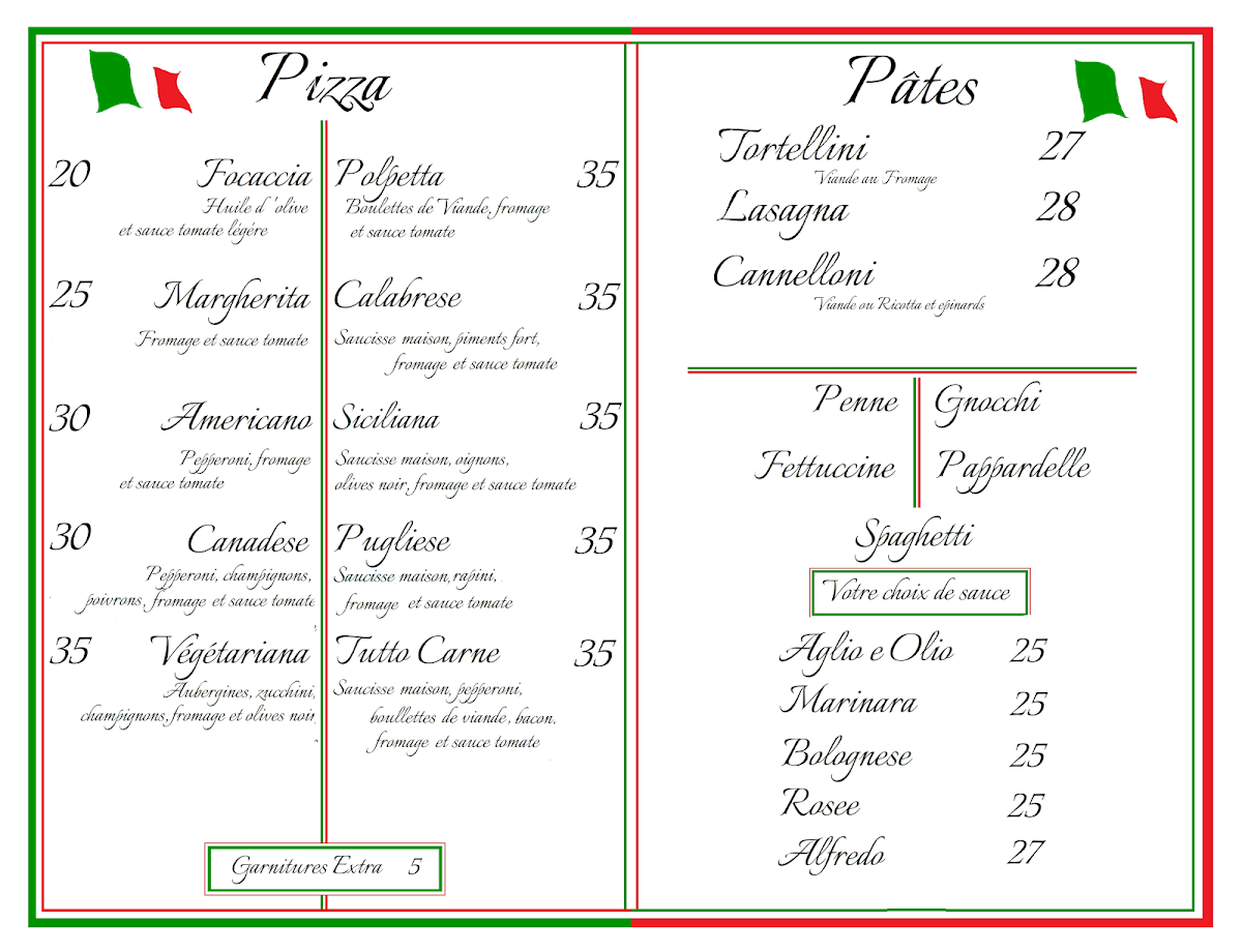Menu, Trattoria Sapori di Puglia